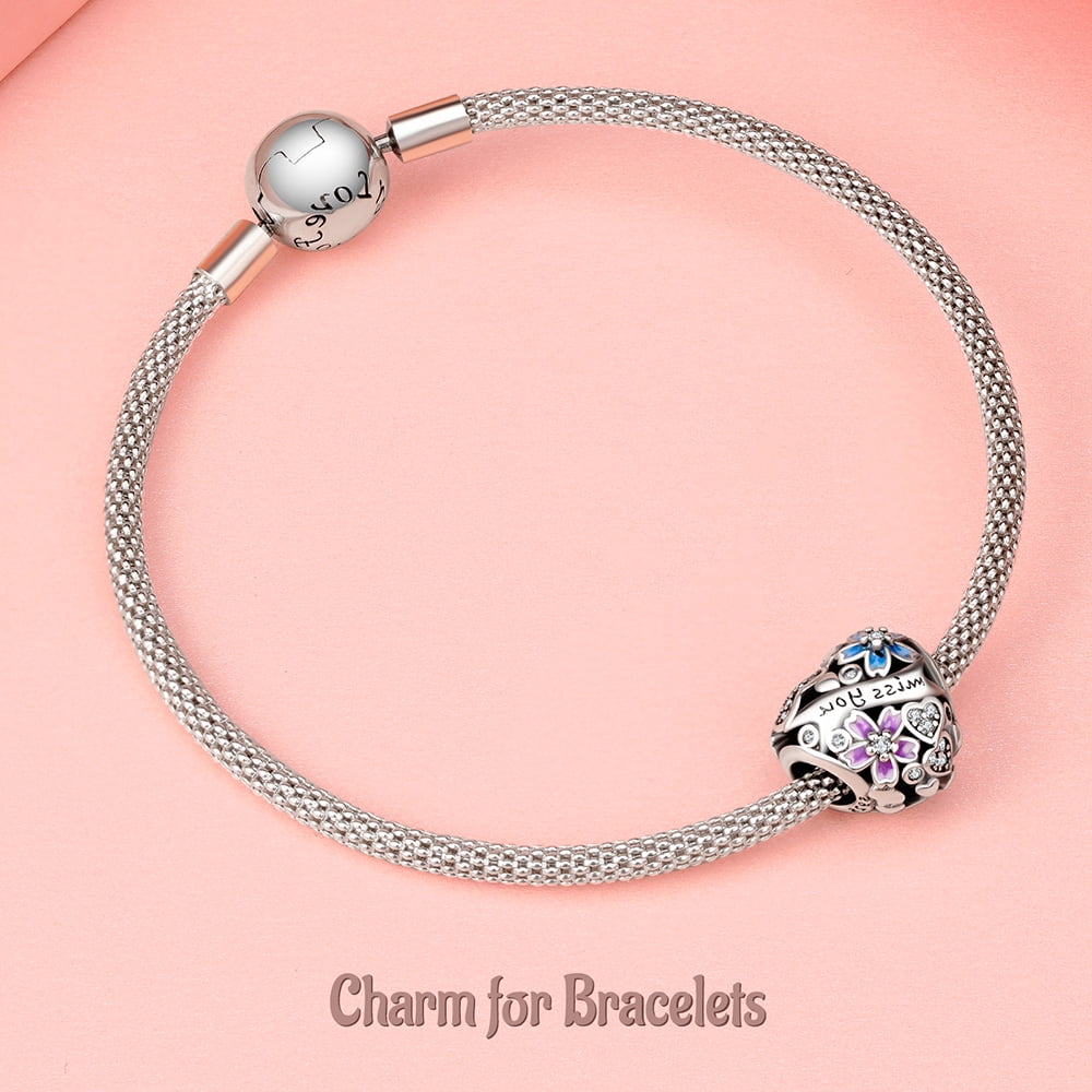 925 Sterling Charm for Bracelets Four Leaf Clover Lucky OpenWork Bead Charm Women Bracelet Charm