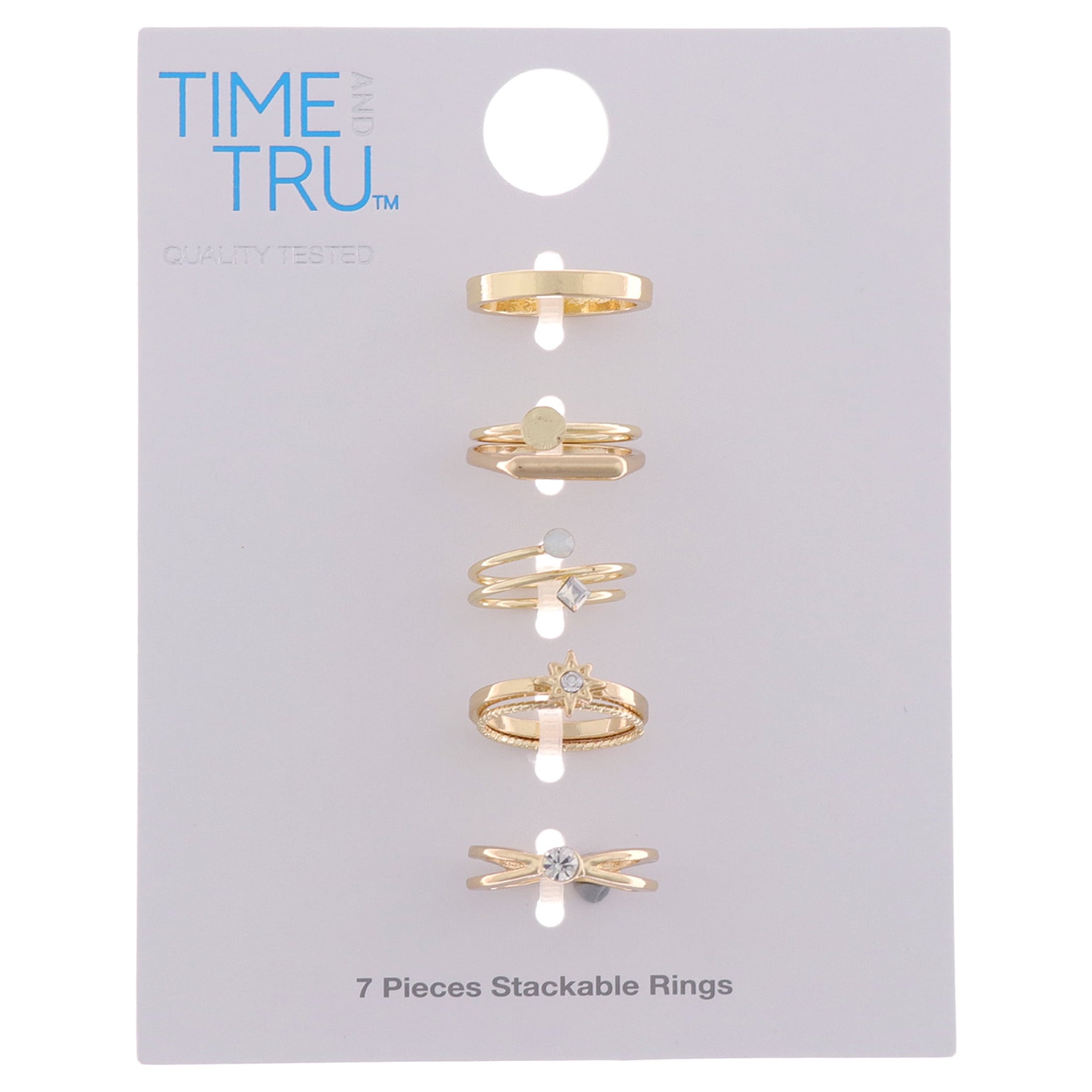 Delicate -Tone Stacking Rings Set, 7-Pack