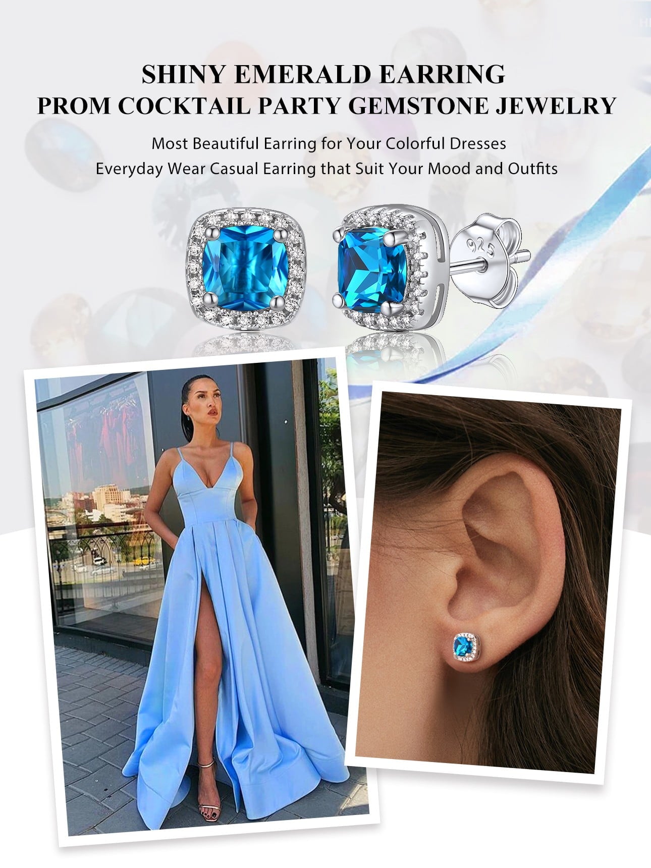 Stud Earrings for Women, 925 Sterling Heart Created Diamond Studs Earrings / Gifts - September