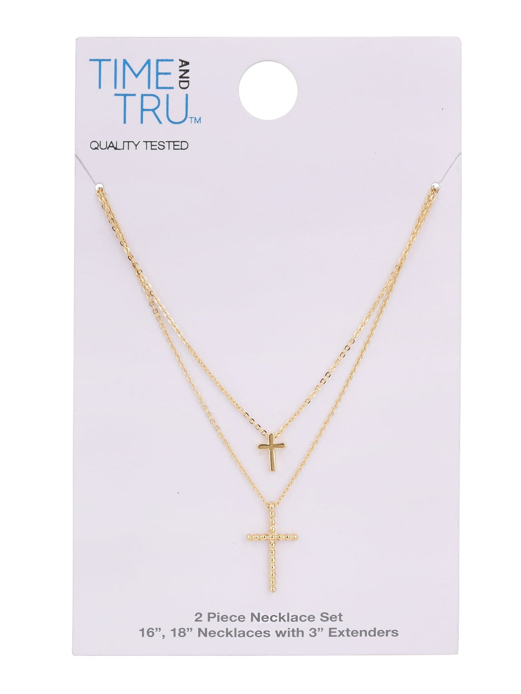 Adult Women's Tone Cross 2 Row Metal Pendant Necklace