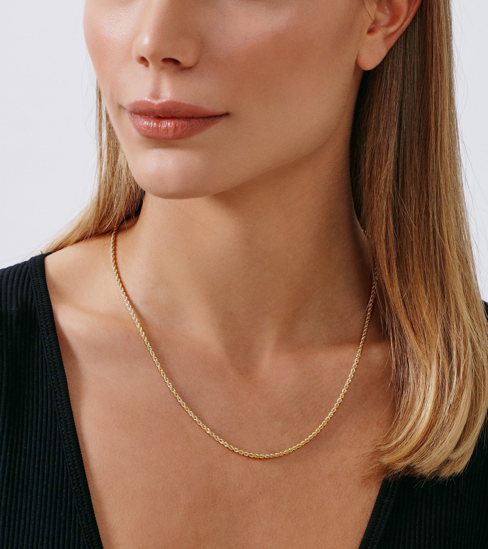 Chain Necklace Collection - 14K Solid Yellow Filled Rope Chain Necklaces for Women and Men with Different Sizes (2.1mm, 2.7mm, or 3.8mm)