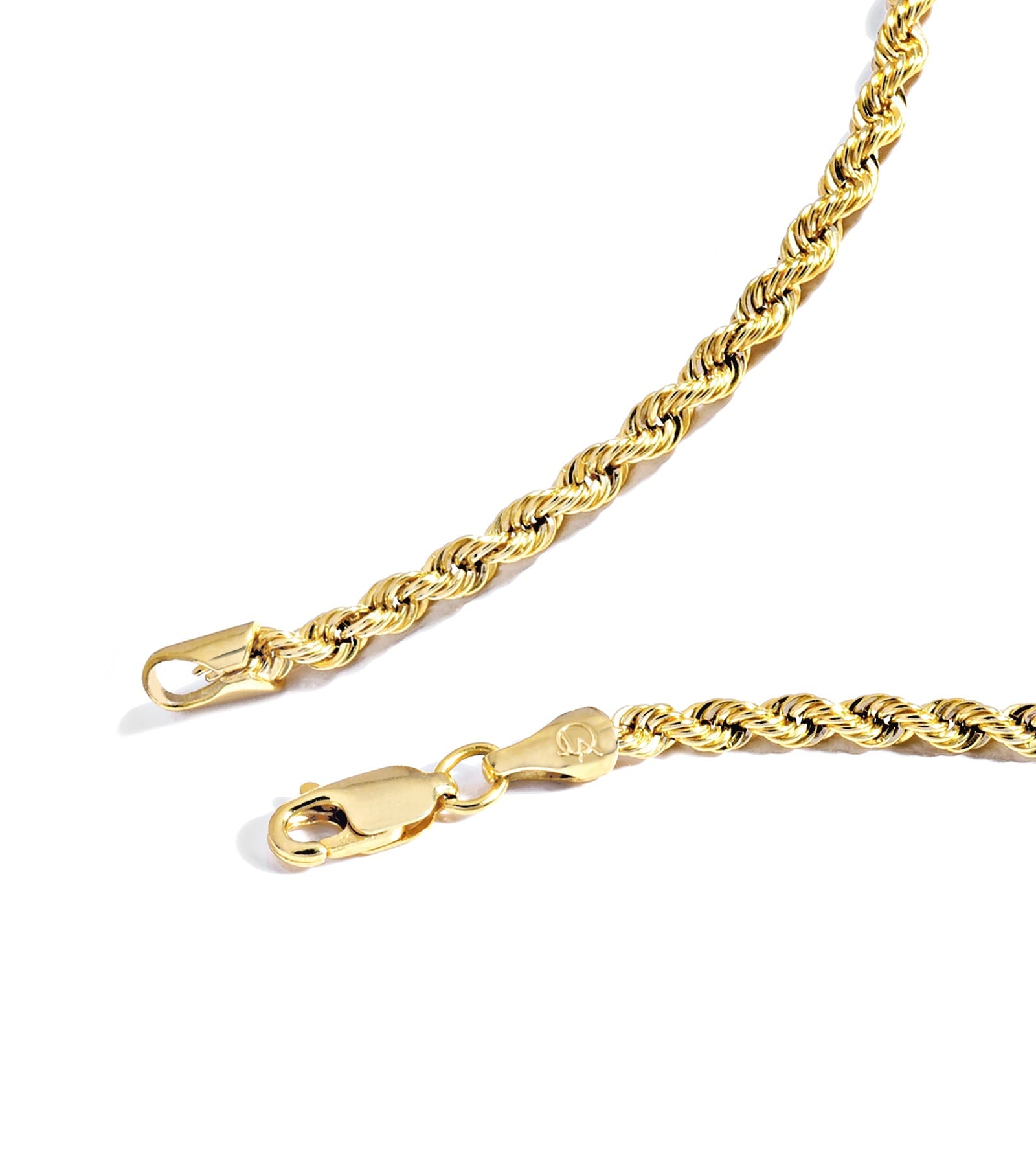 Chain Necklace Collection - 14K Solid Yellow Filled Rope Chain Necklaces for Women and Men with Different Sizes (2.1mm, 2.7mm, or 3.8mm)