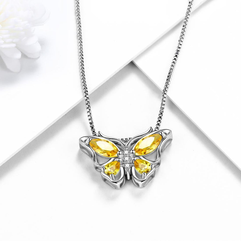 December Tanzanite Blue Butterfly Necklaces 925 Sterling Pendant Jewelry for Women Wife