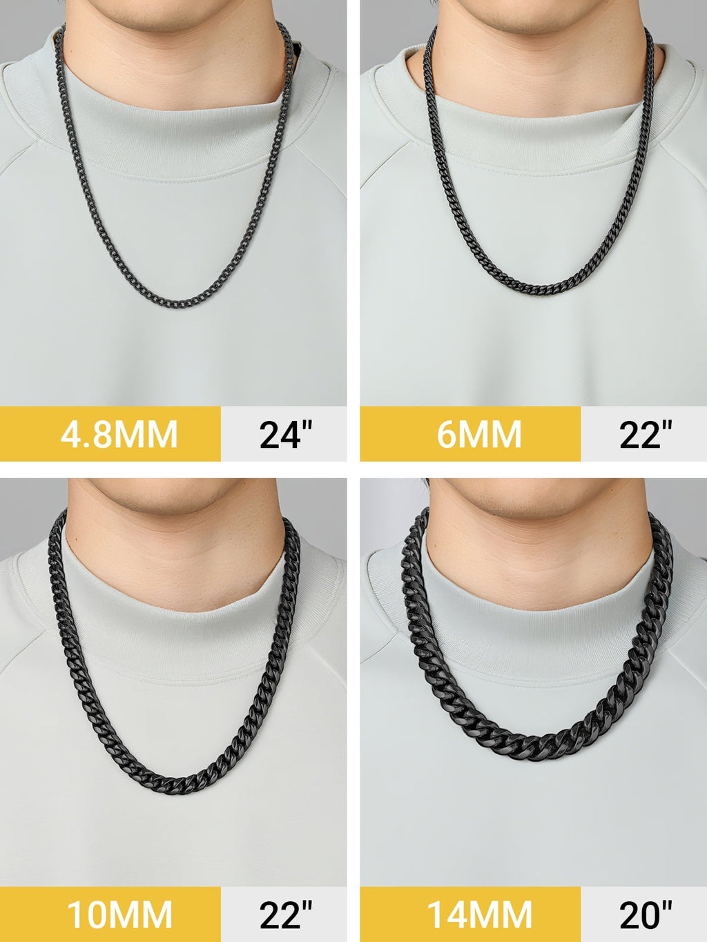 Cuban Chain for Men Black Plated 4.8mm Miami Cuban Necklace 18 Inch Hip Hop Mens for