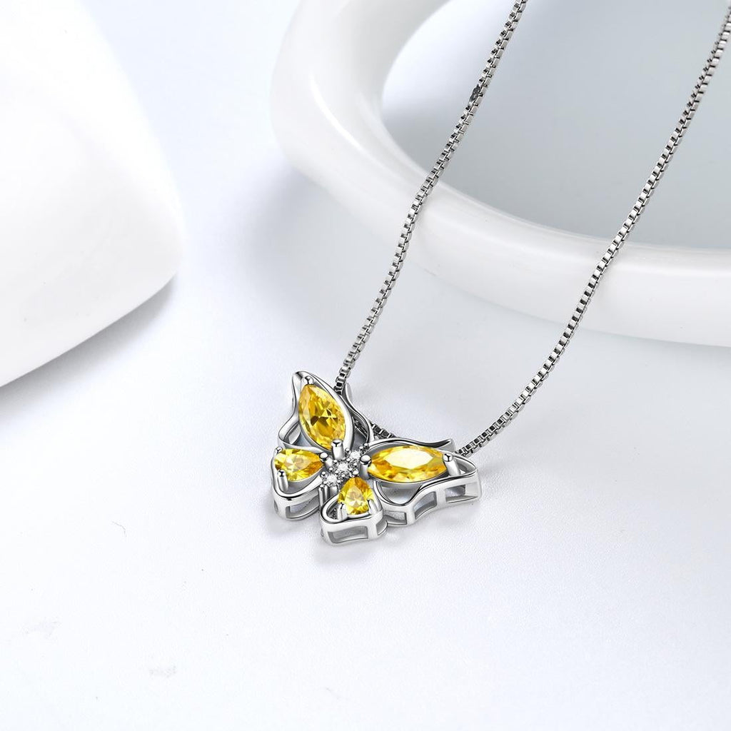 December Tanzanite Blue Butterfly Necklaces 925 Sterling Pendant Jewelry for Women Wife