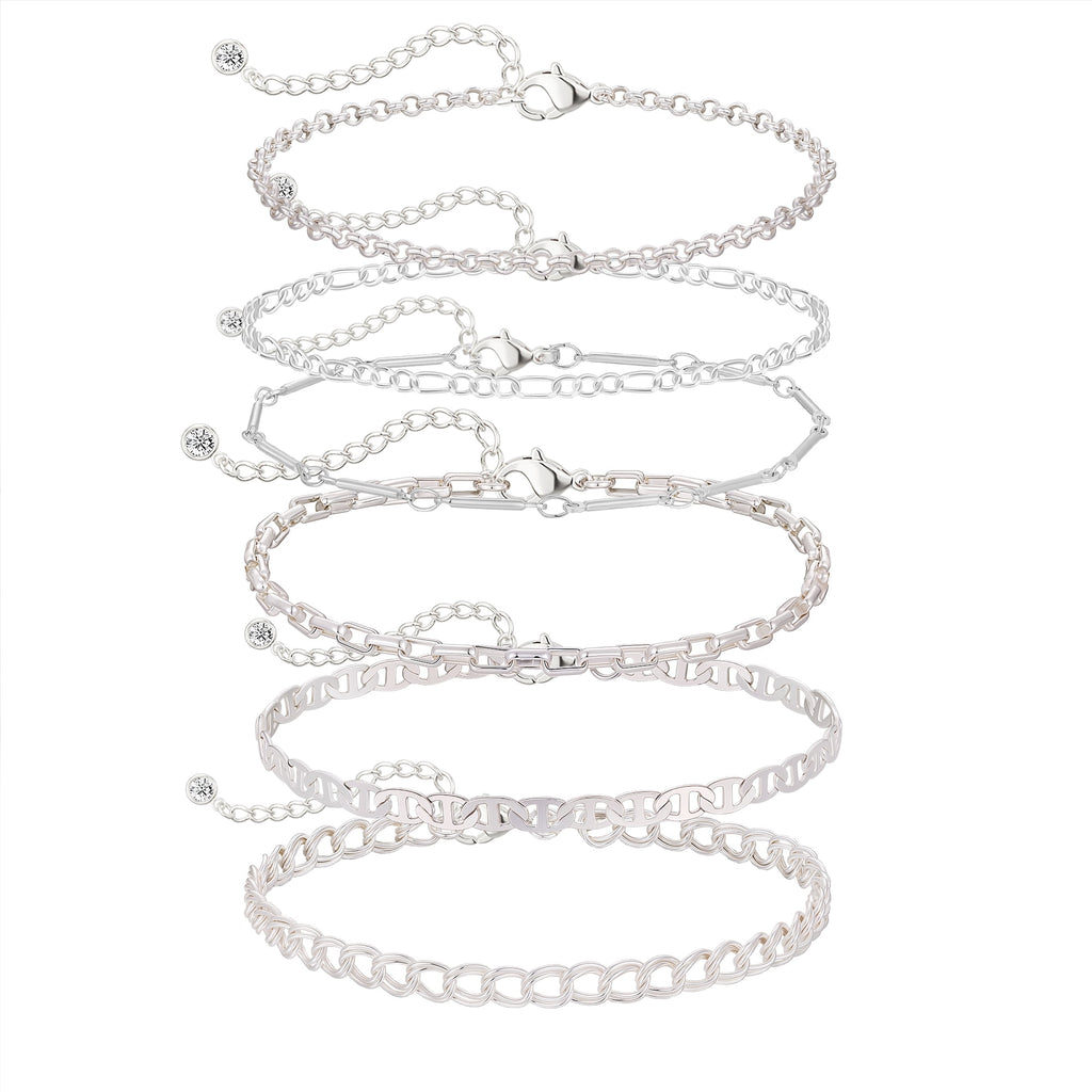 6PCS Bracelets for Women 14K Plated Dainty Layered Stacking Jewelry Set Gifts
