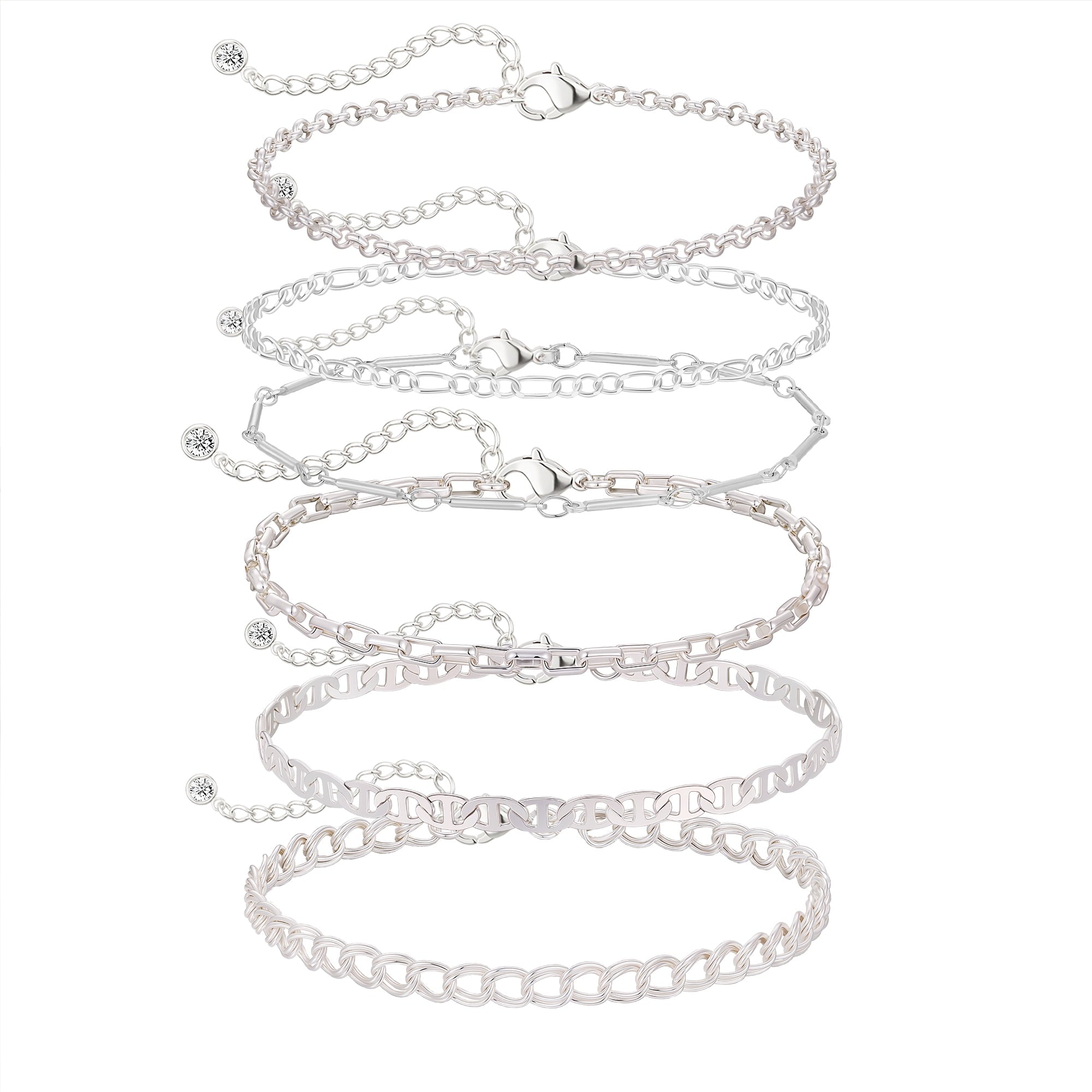 6PCS Bracelets for Women 14K Plated Dainty Layered Stacking Jewelry Set Gifts