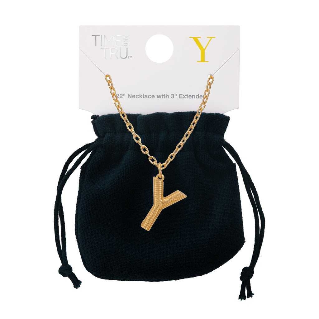 Women's Goldtone Initial E Necklace with Giftable Pouch