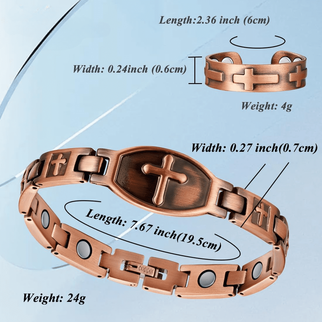 99.99% Solid Copper Magnetic Bracelets for Women