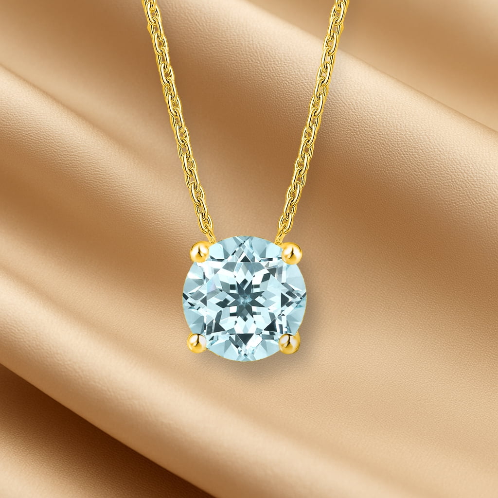 1 - April Solitaire Pendant Necklace in 18K White over , Female, Adult