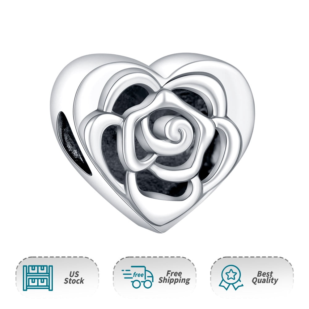 925 Sterling Charm for Bracelets Four Leaf Clover Lucky OpenWork Bead Charm Women Bracelet Charm