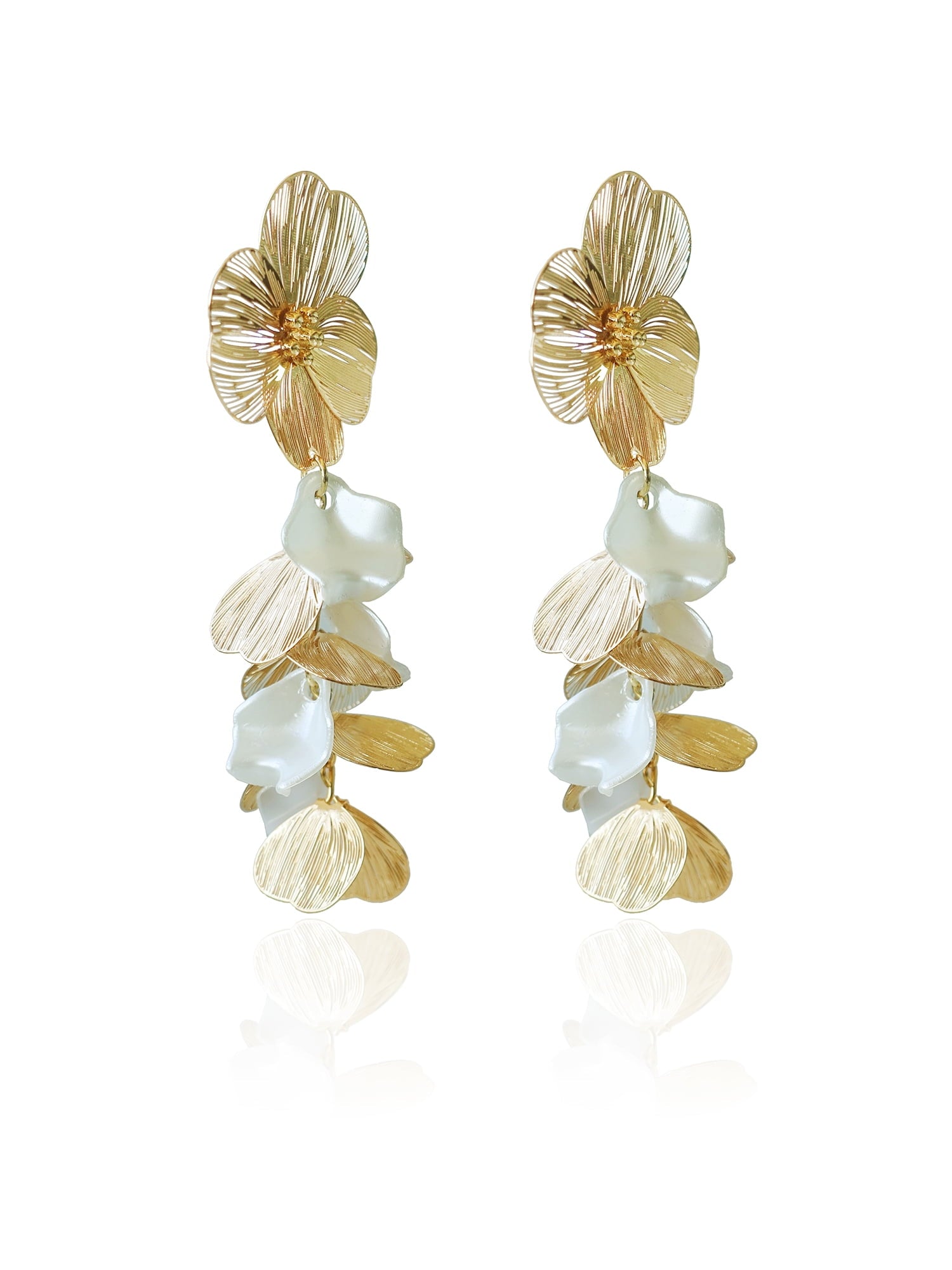 Women's Metal Plated Flower Earring