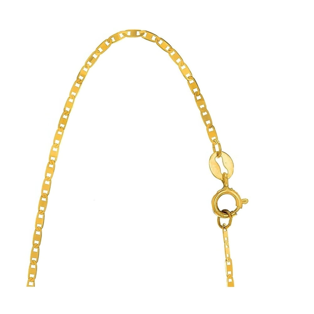 10k Solid Yellow 1.2mm Mariner Chain Necklace, Spring Ring Clasp