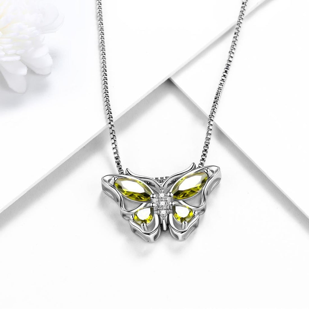 December Tanzanite Blue Butterfly Necklaces 925 Sterling Pendant Jewelry for Women Wife