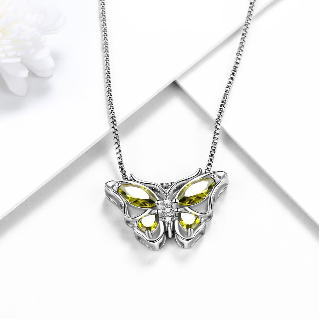 December Tanzanite Blue Butterfly Necklaces 925 Sterling Pendant Jewelry for Women Wife
