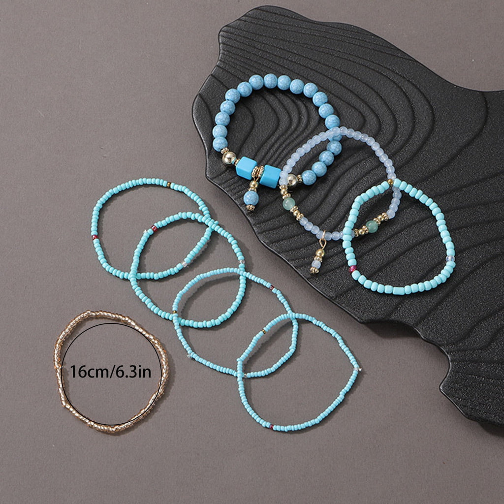 8 PCS Bohemian Women's Bracelet, Beaded Bracelet, Women's and Girls