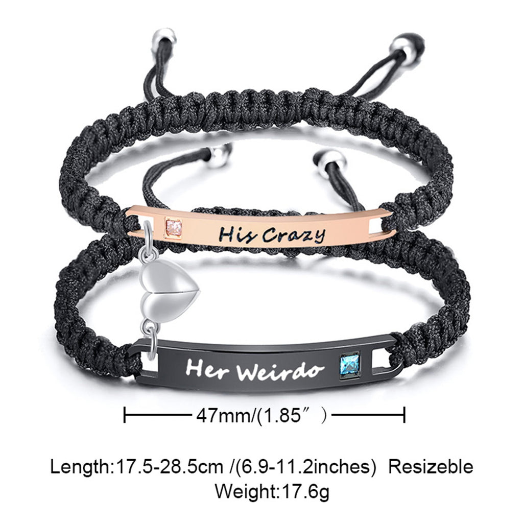 Magnetic Couples Bracelet, Adjustable Matching Macrame Bracelets, Stainless Steel Distance Relationship Bracelet, BF and GF Gifts