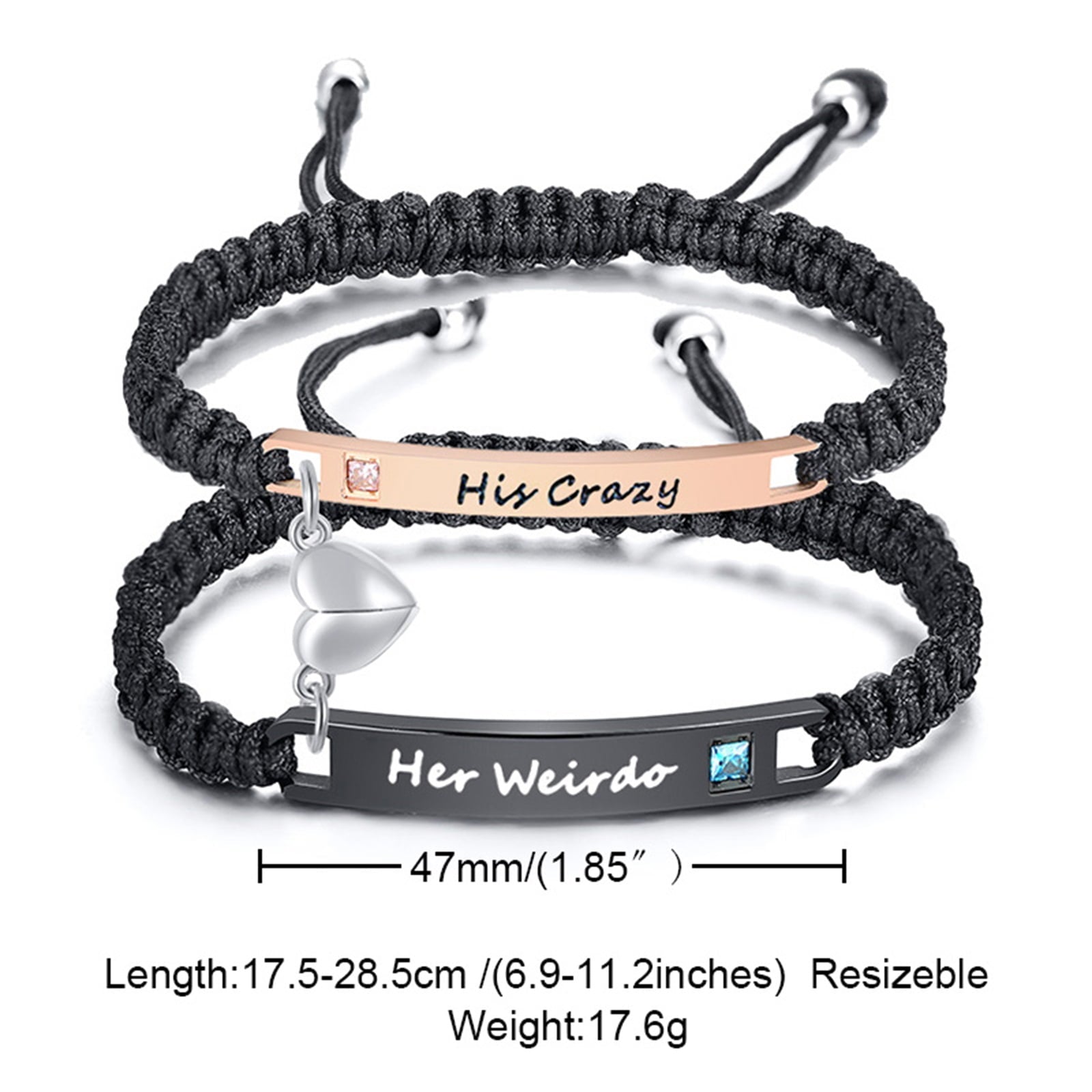 Magnetic Couples Bracelet, Adjustable Matching Macrame Bracelets, Stainless Steel Distance Relationship Bracelet, BF and GF Gifts