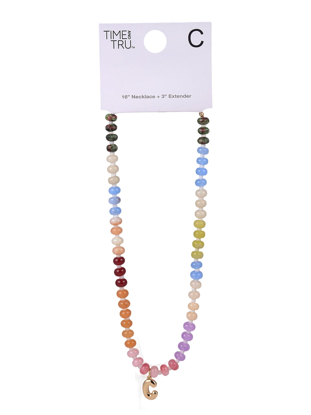 Goldtone Multicolored Bead Initial "A" Necklace