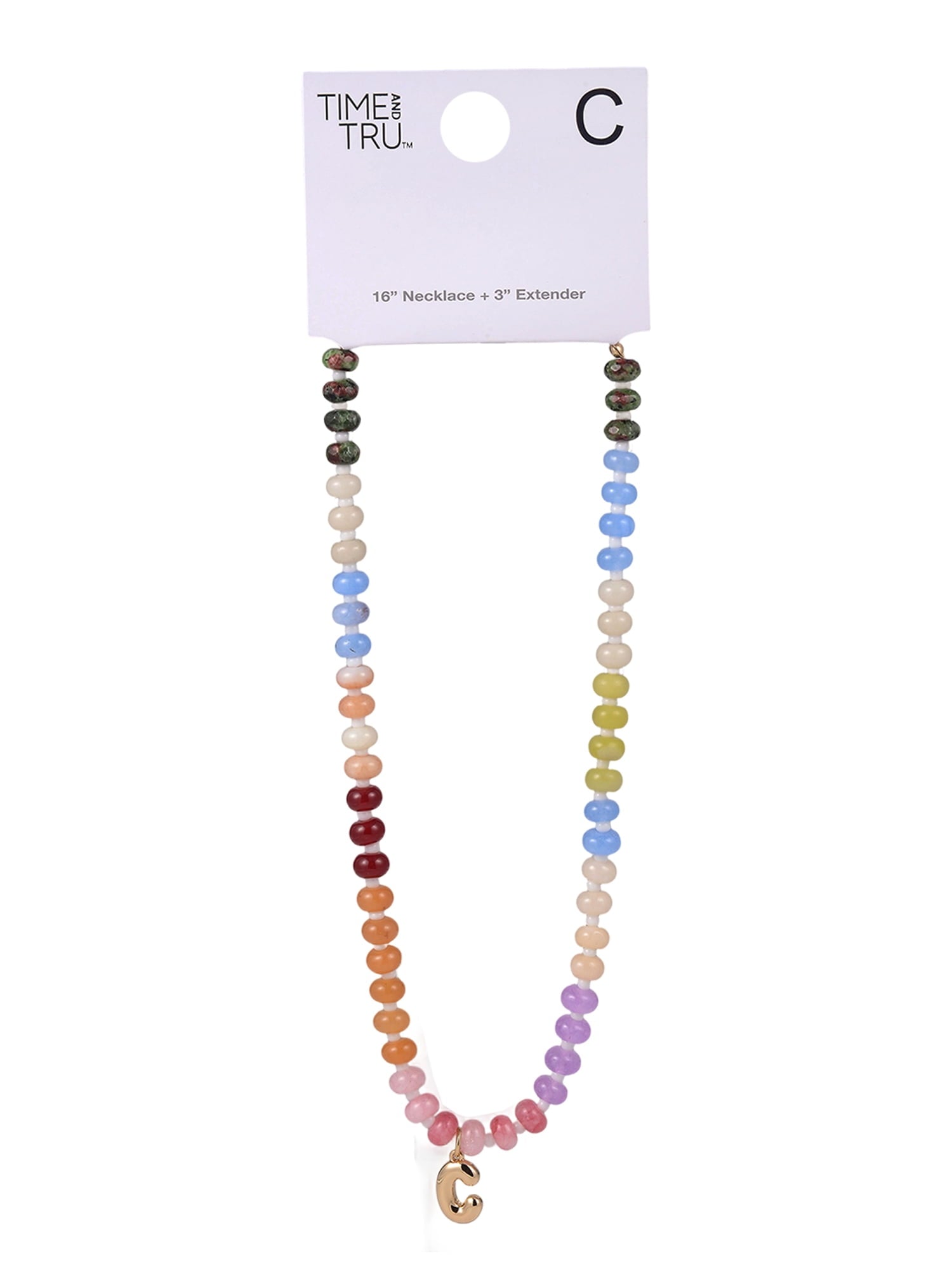 Goldtone Multicolored Bead Initial "A" Necklace