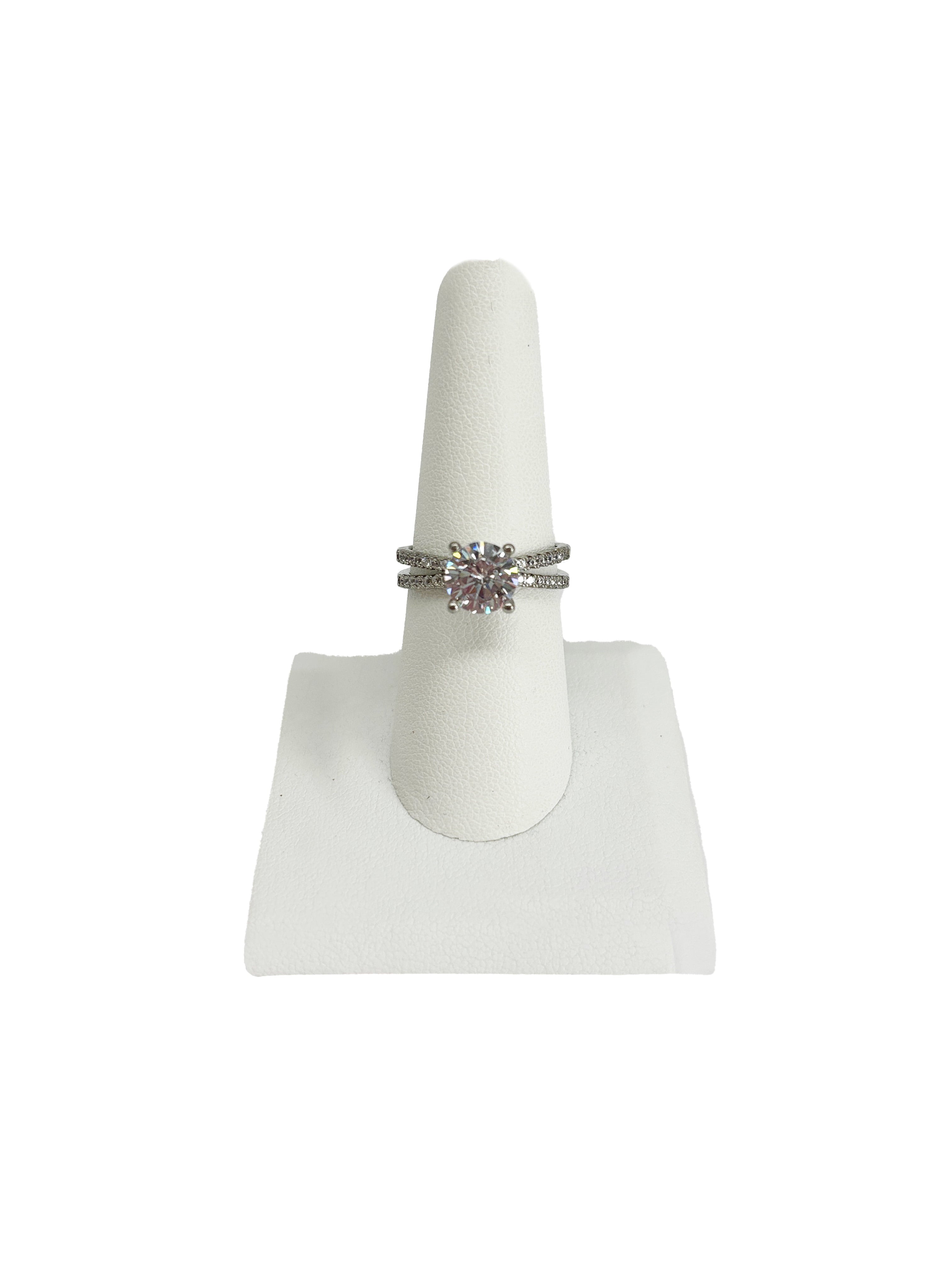 Women's Believe in Fine Plate AAA Cubic Zirconia Engagement Ring SZ 8.