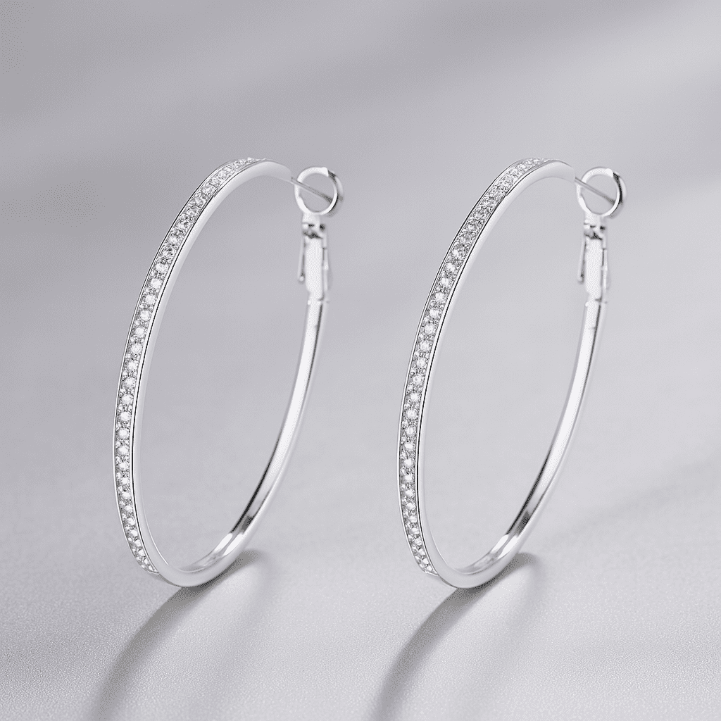 14K Large Hoop Earrings with crystals from in 14K Yellow Plated