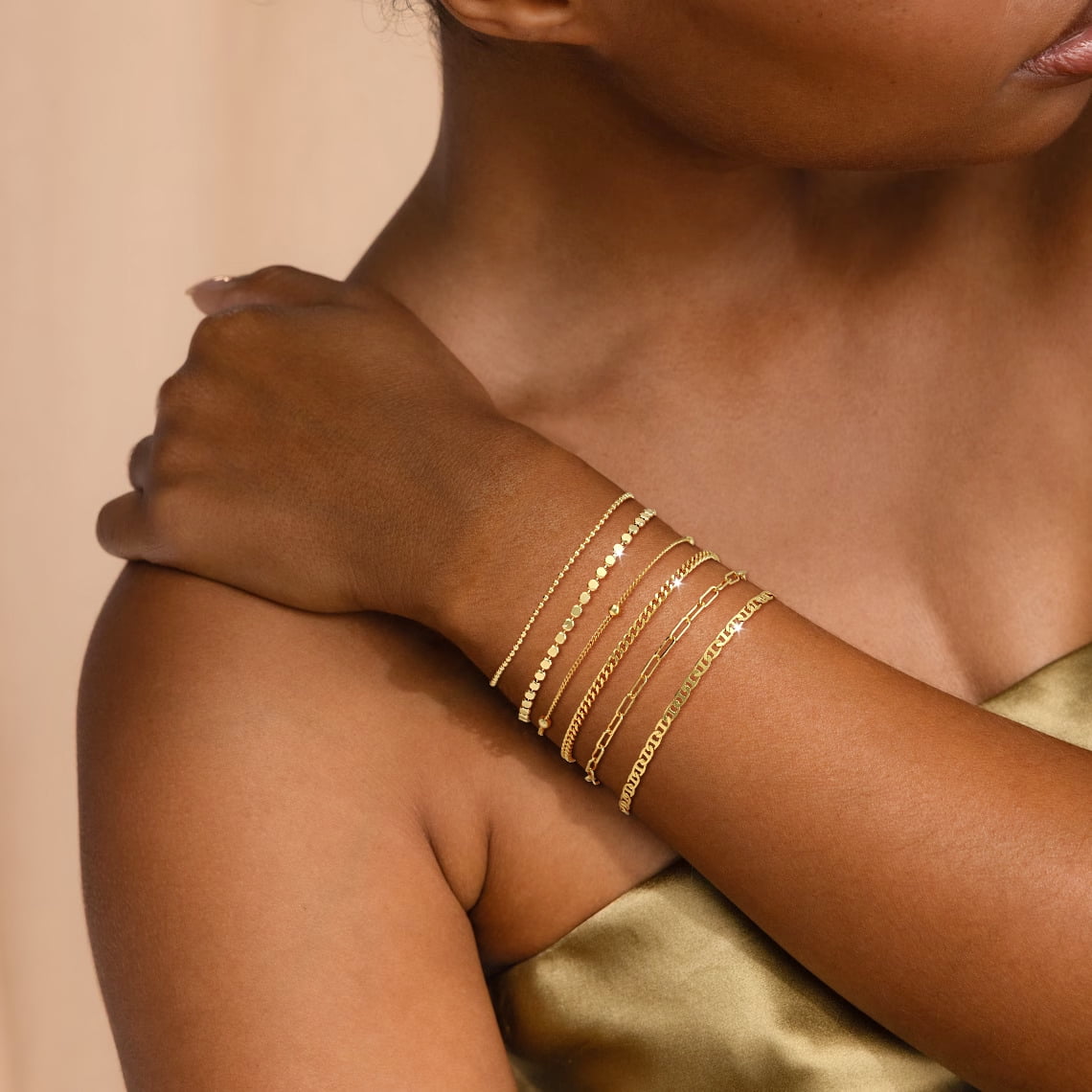 6PCS Bracelets for Women 14K Plated Dainty Layered Stacking Jewelry Set Gifts