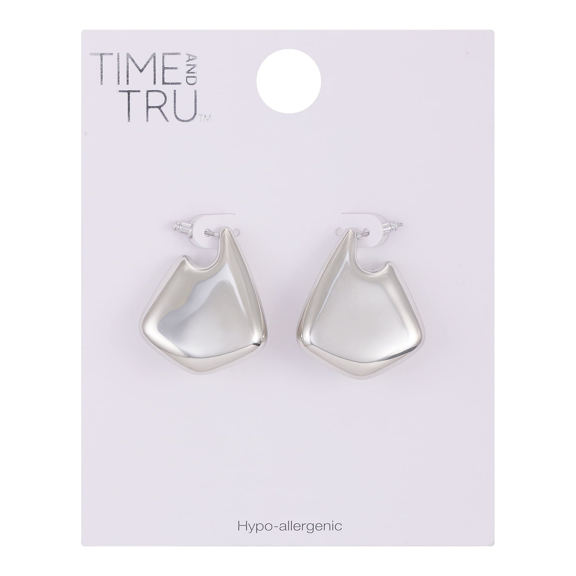 Women's Silvertone Large Bean Stud Earring