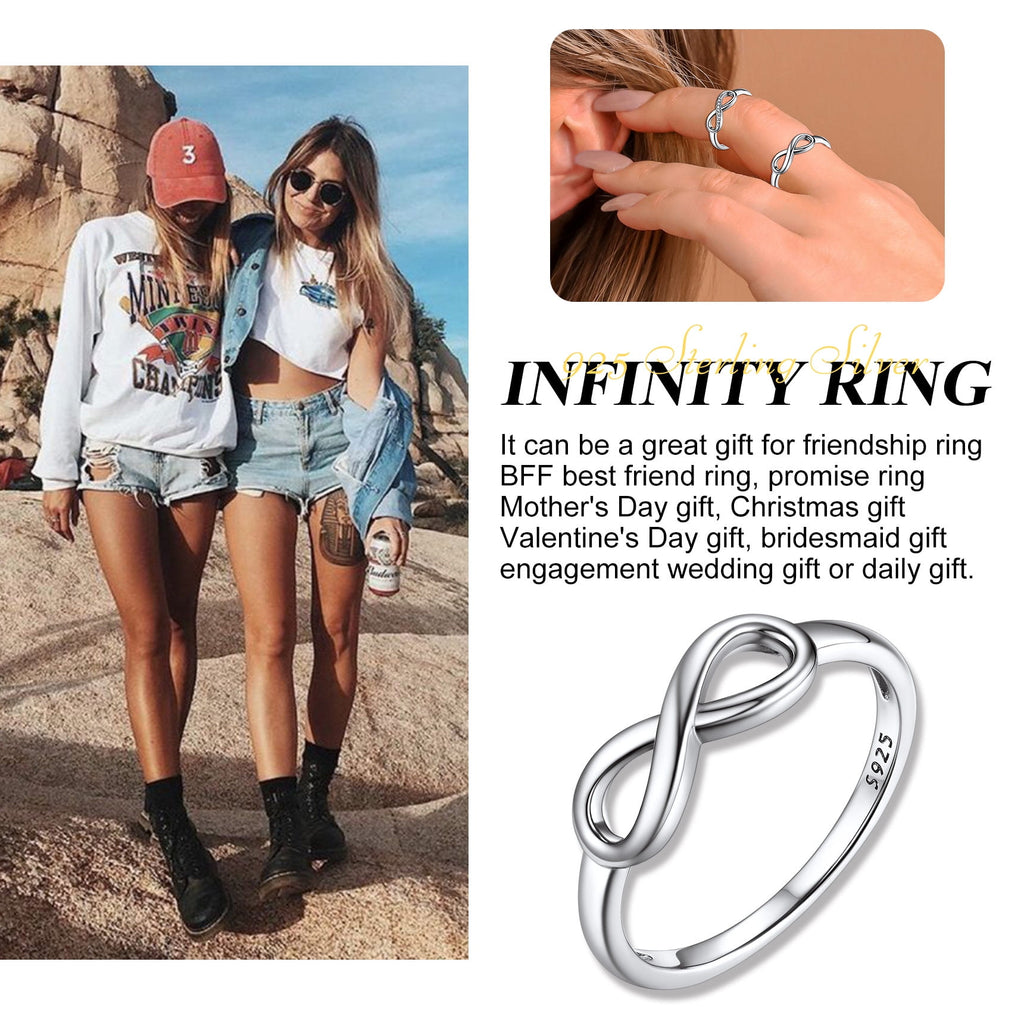 Created Diamond Engagement Rings for Women 925 Sterling Infinity Wedding Band Gifts Size 4-12