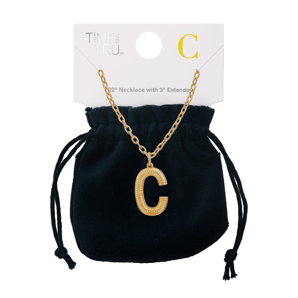 Women's Goldtone Initial E Necklace with Giftable Pouch