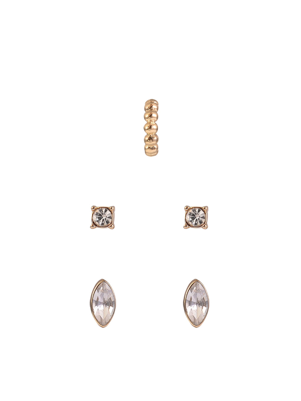 Adult Female -Tone 5 Pair Twisted Triple Hoop Stacker Earring Set