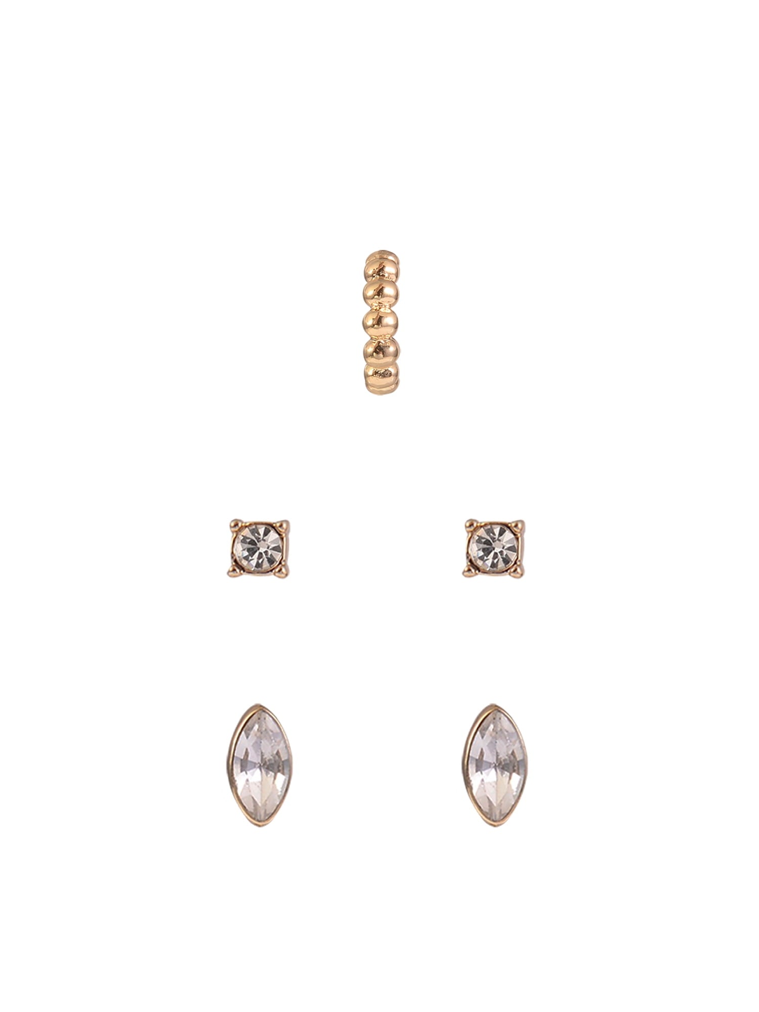 Adult Female -Tone 5 Pair Twisted Triple Hoop Stacker Earring Set