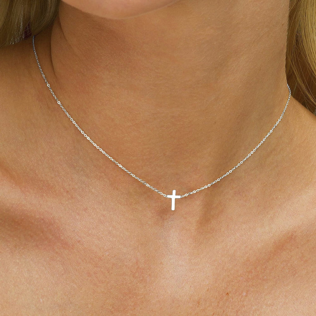 14K Plated Dainty Tiny Cross Pendant Necklace for Women Jewelry Personalizedt First Communion Christian Baptism Easter Gifts for Her Kid Girls