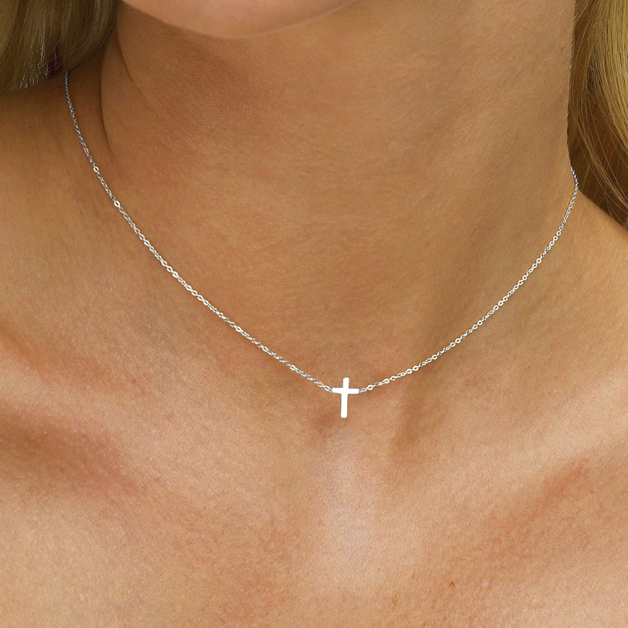 14K Plated Dainty Tiny Cross Pendant Necklace for Women Jewelry Personalizedt First Communion Christian Baptism Easter Gifts for Her Kid Girls