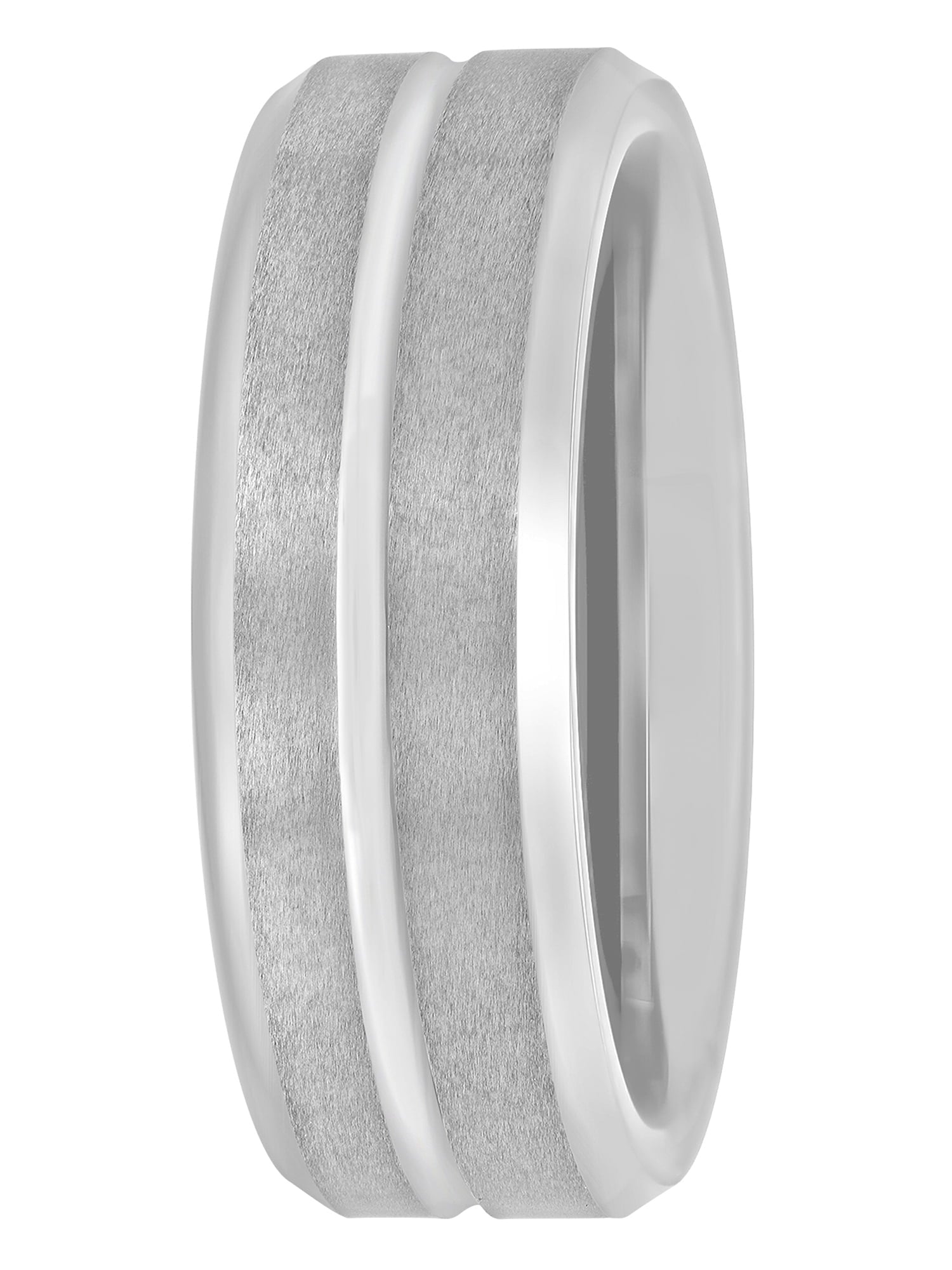 Men's Black Tungsten 8MM Grooved Comfort Fit Wedding Band by Fine Jewelry - Mens Ring