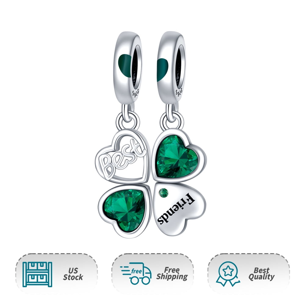 925 Sterling Charm for Bracelets Four Leaf Clover Lucky OpenWork Bead Charm Women Bracelet Charm