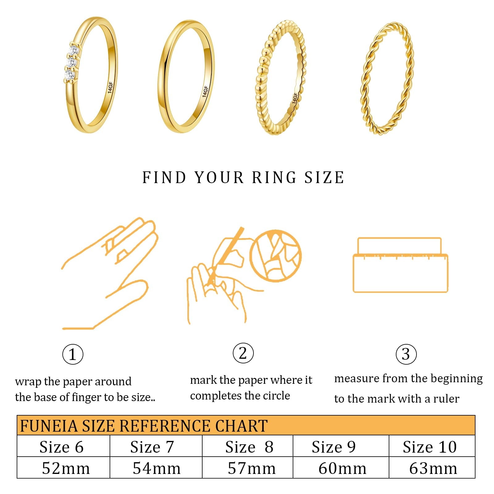 4PCS S925 Sterling Plated Rings for Women Non Tarnish CZ Thumb Pinky Stackable Ring Set Valentines Day Jewelry Gifts Her Teen Girlfriend Adults Ideas Size 6/7/8/9/10