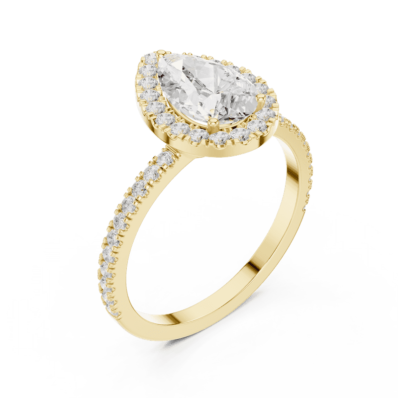 Diamond Ring | 1.37 Pear Cut Diamond Ring for Her | 18K Rose Plated over | D/VVS1 Size 7