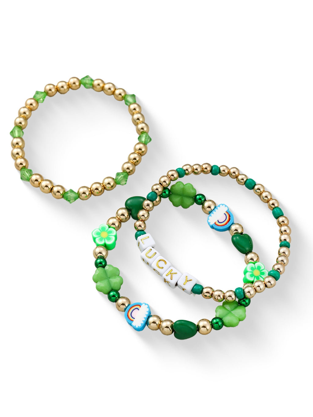 St. Patrick's Day Bead Stretch Bracelets, 3 Piece