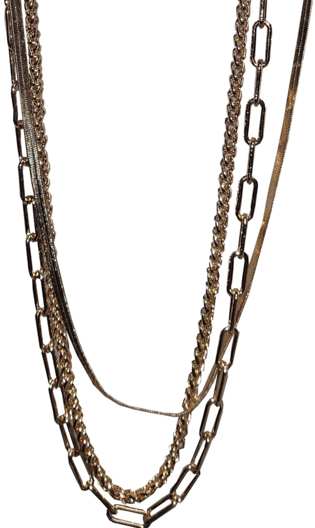 Women's Tone 16"Adjustable Layering Chain Necklace. 16",17"18" Layer Necklace makes this Necklace for Everyone!