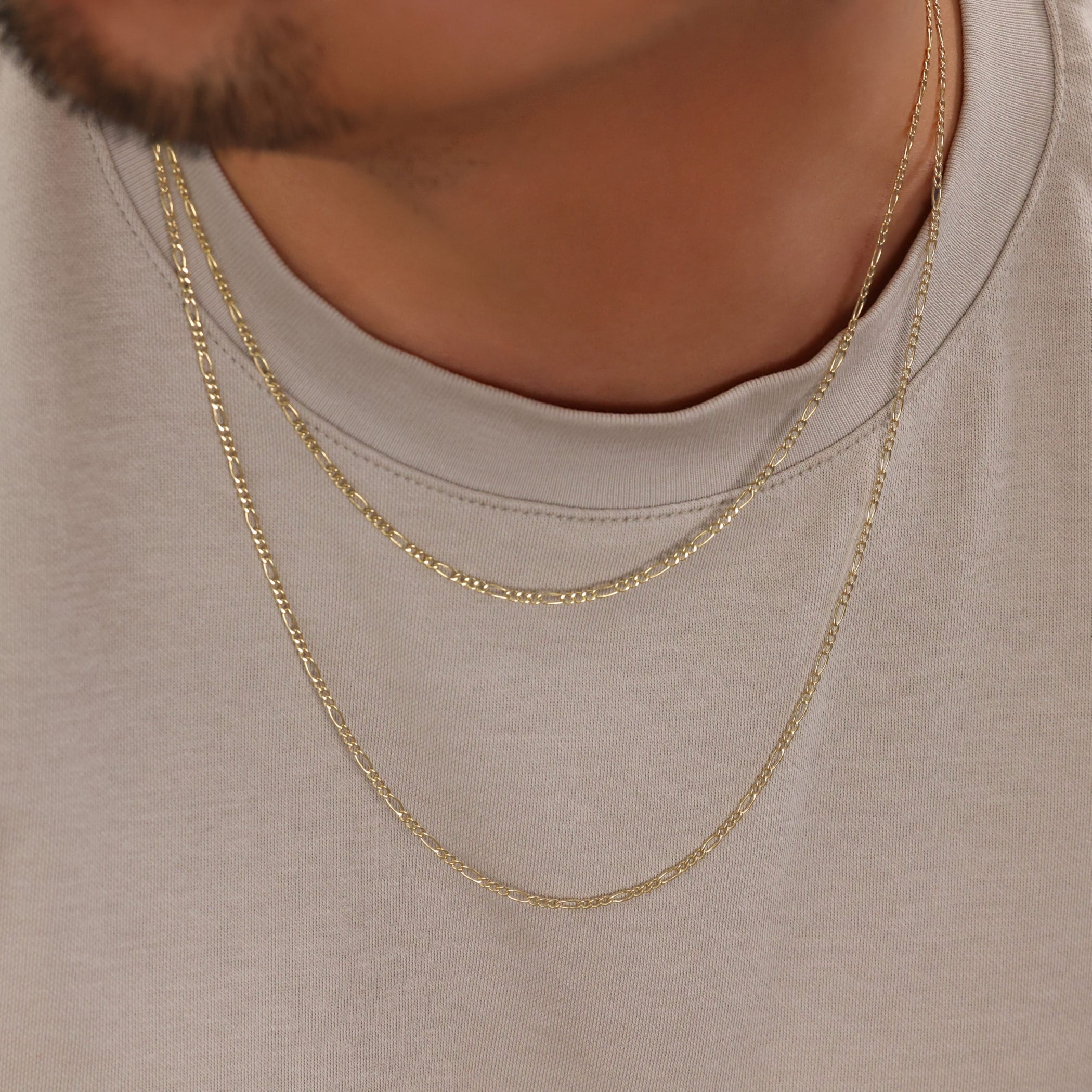 10k Yellow Figaro Link 2mm Chain Necklace (16"-26") Dainty Italian Jewelry for Men &amp; Women