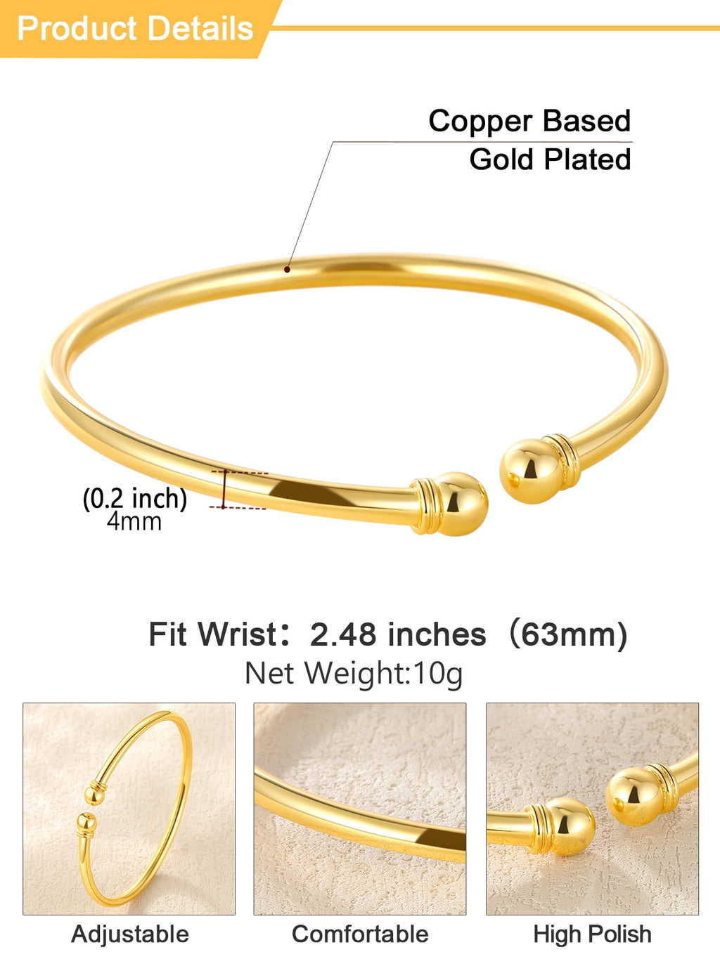 Twisted Bracelet for Women Open Bracelet Jewelry Solid Cuff Bangle