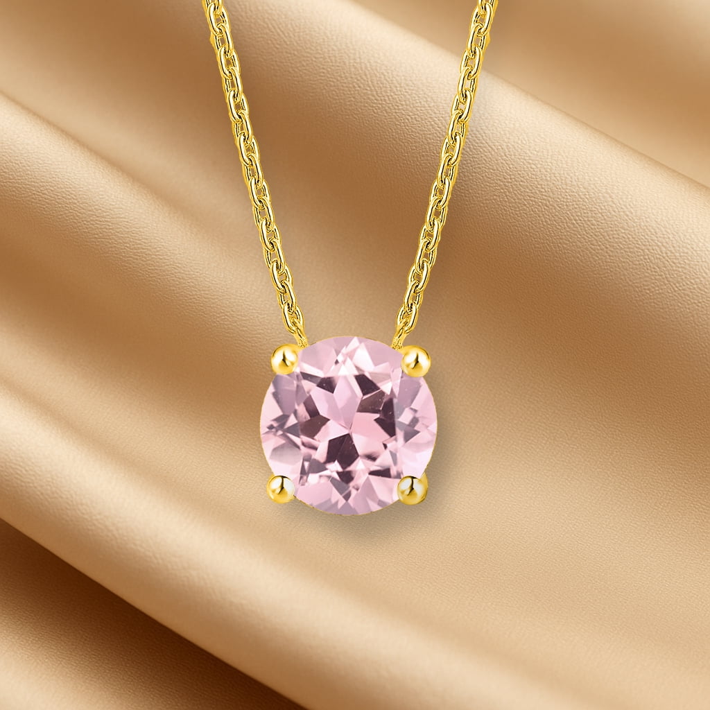 1 - April Solitaire Pendant Necklace in 18K White over , Female, Adult