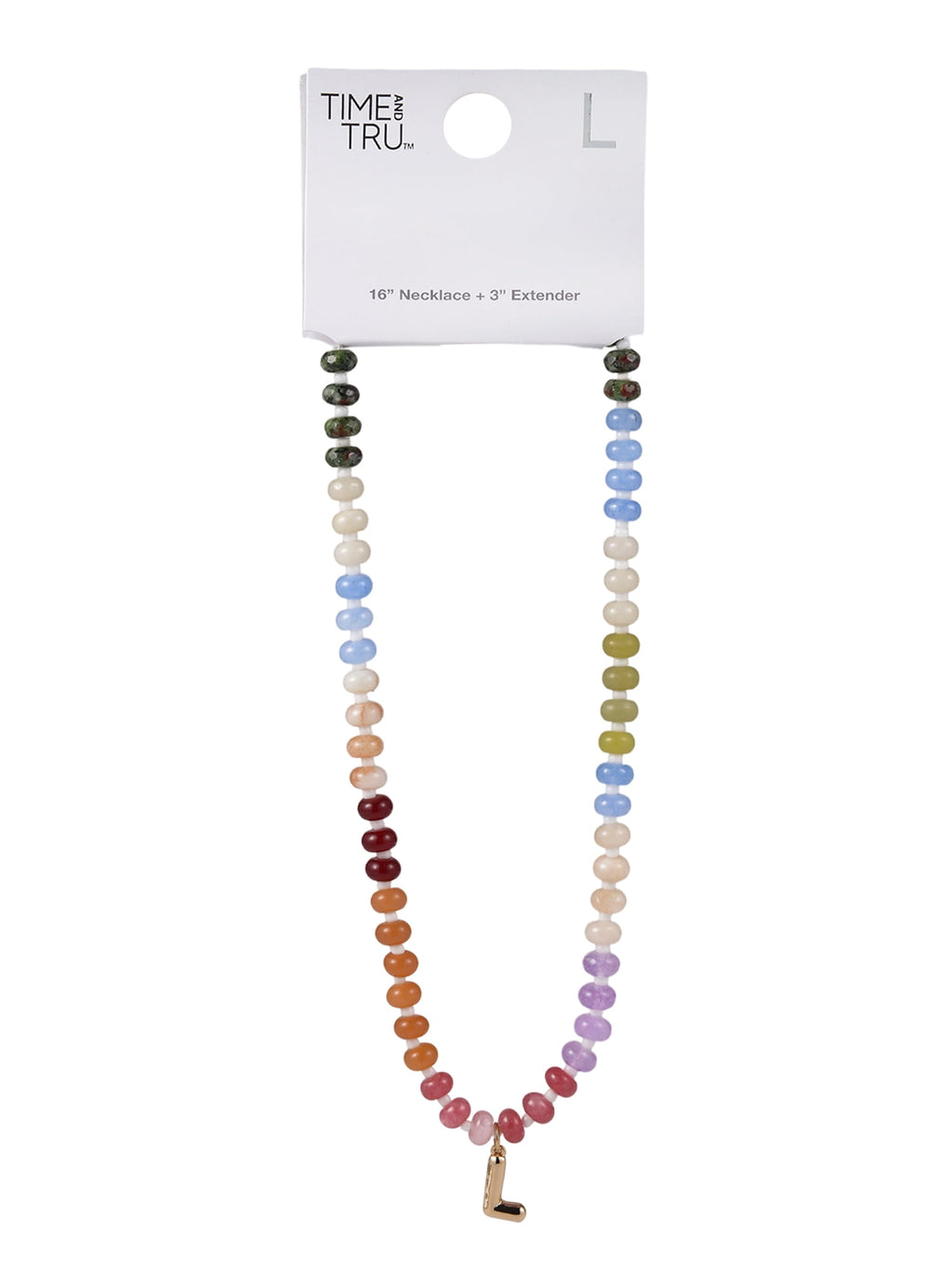 Goldtone Multicolored Bead Initial "A" Necklace