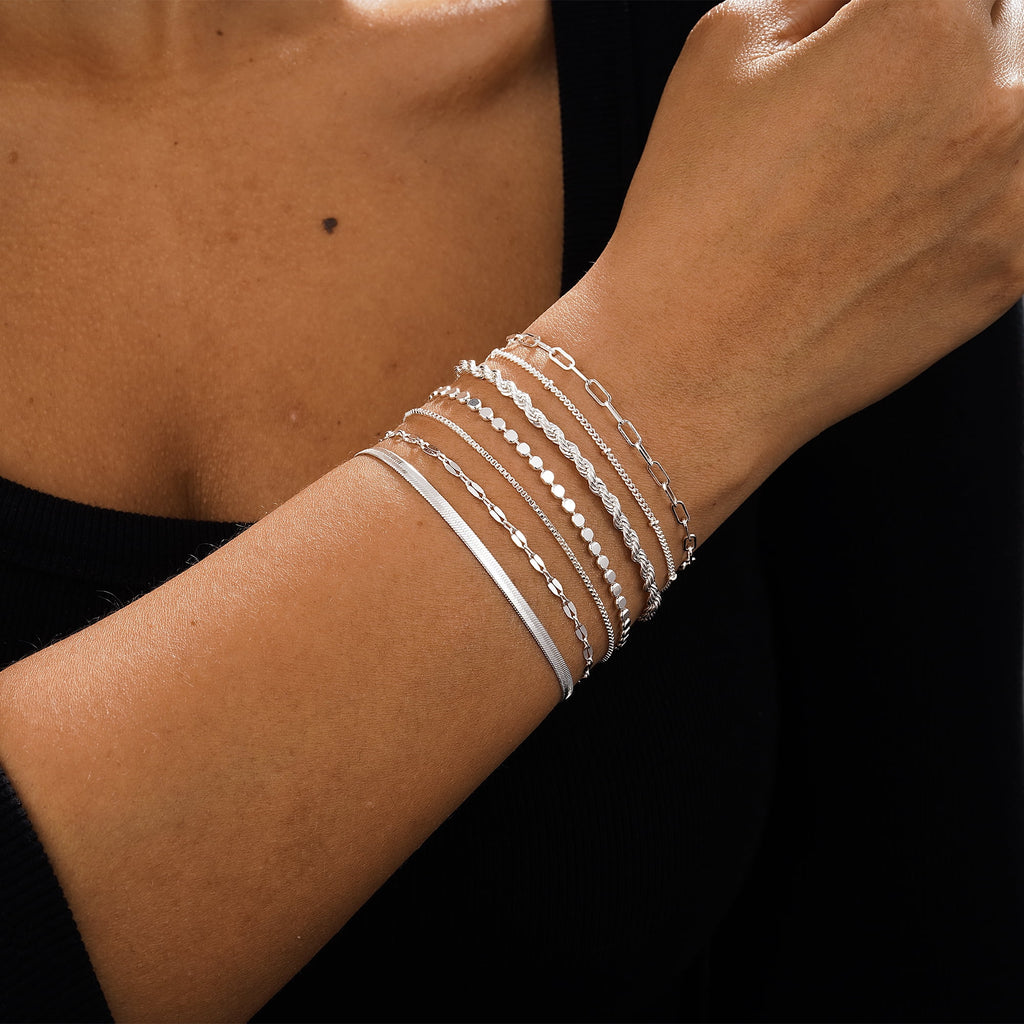 6PCS Bracelets for Women 14K Plated Dainty Layered Stacking Jewelry Set Gifts