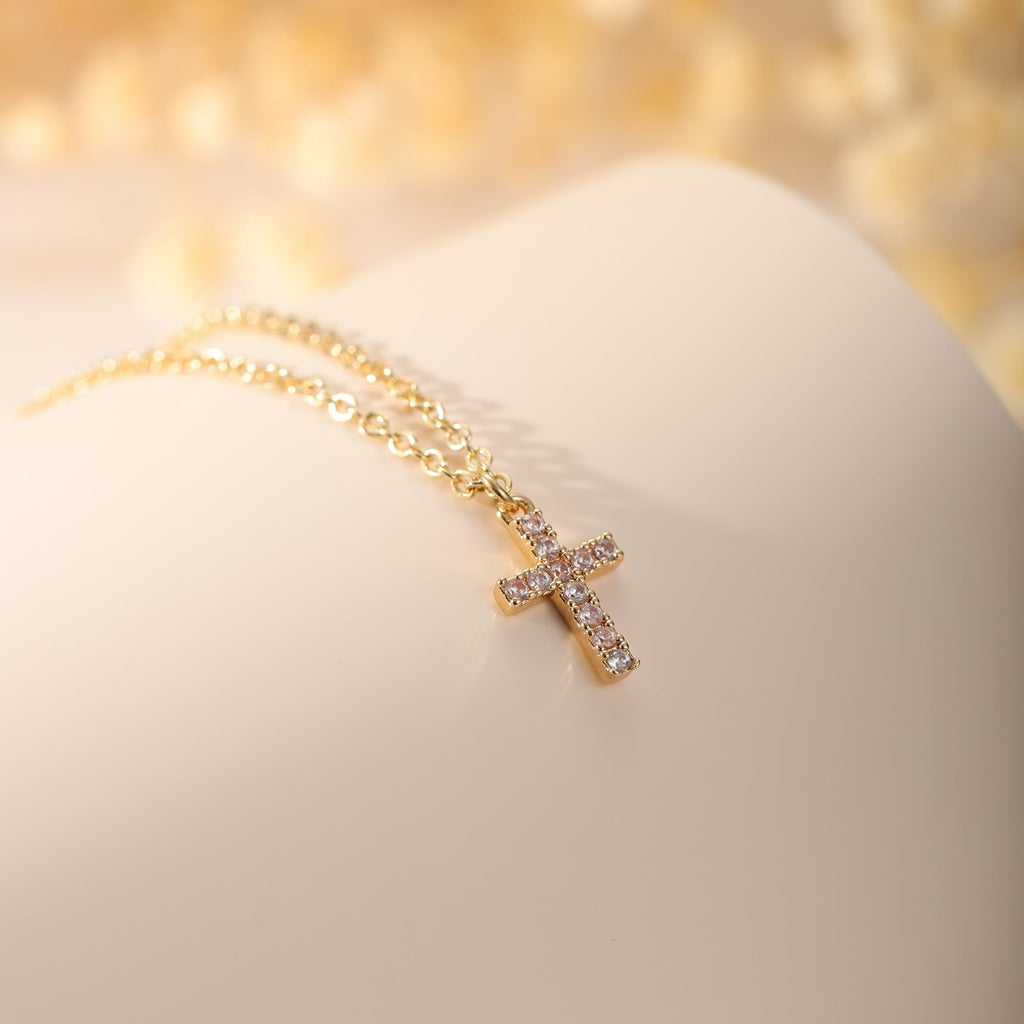 14K Plated Dainty Tiny Cross Pendant Necklace for Women Jewelry Personalizedt First Communion Christian Baptism Easter Gifts for Her Kid Girls