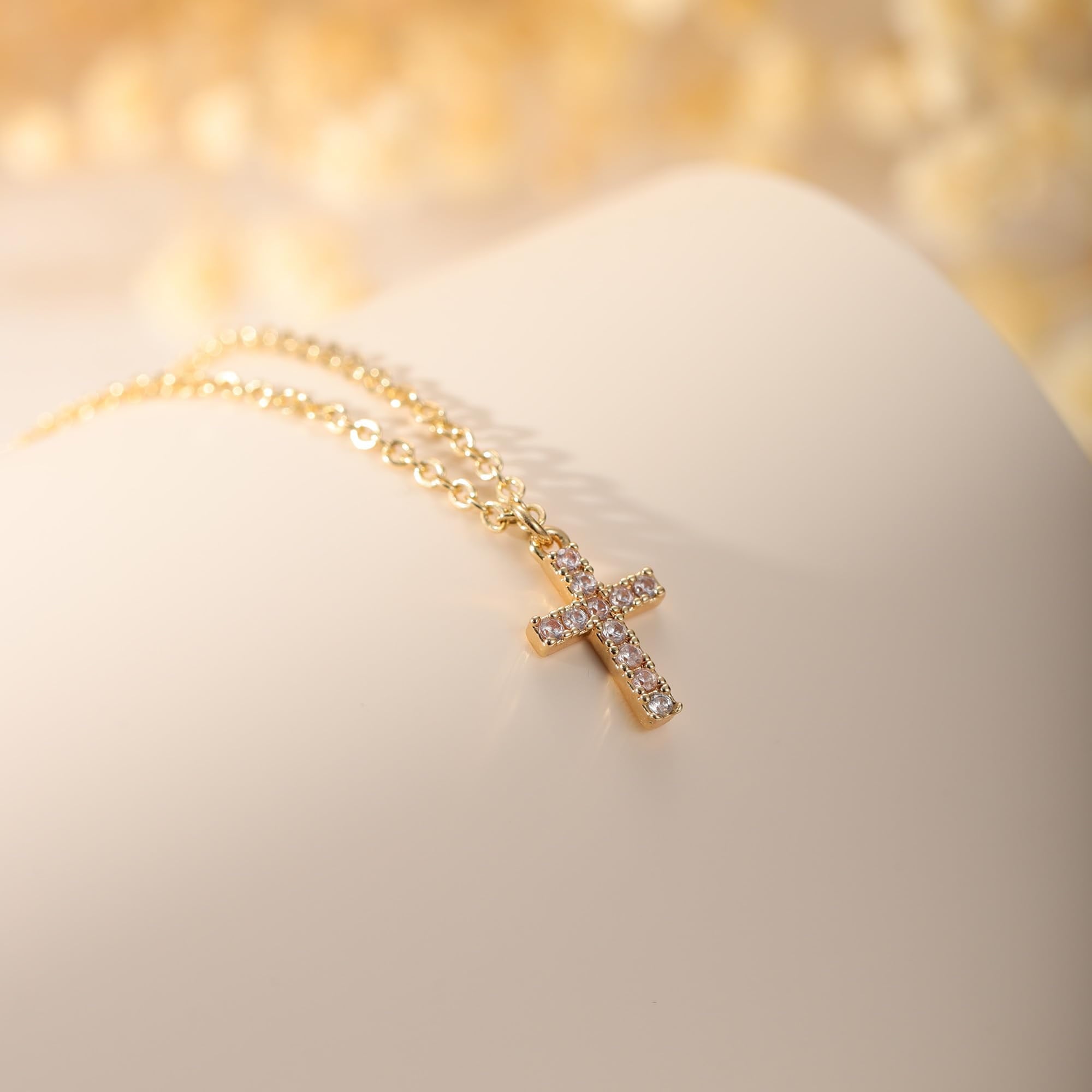 14K Plated Dainty Tiny Cross Pendant Necklace for Women Jewelry Personalizedt First Communion Christian Baptism Easter Gifts for Her Kid Girls