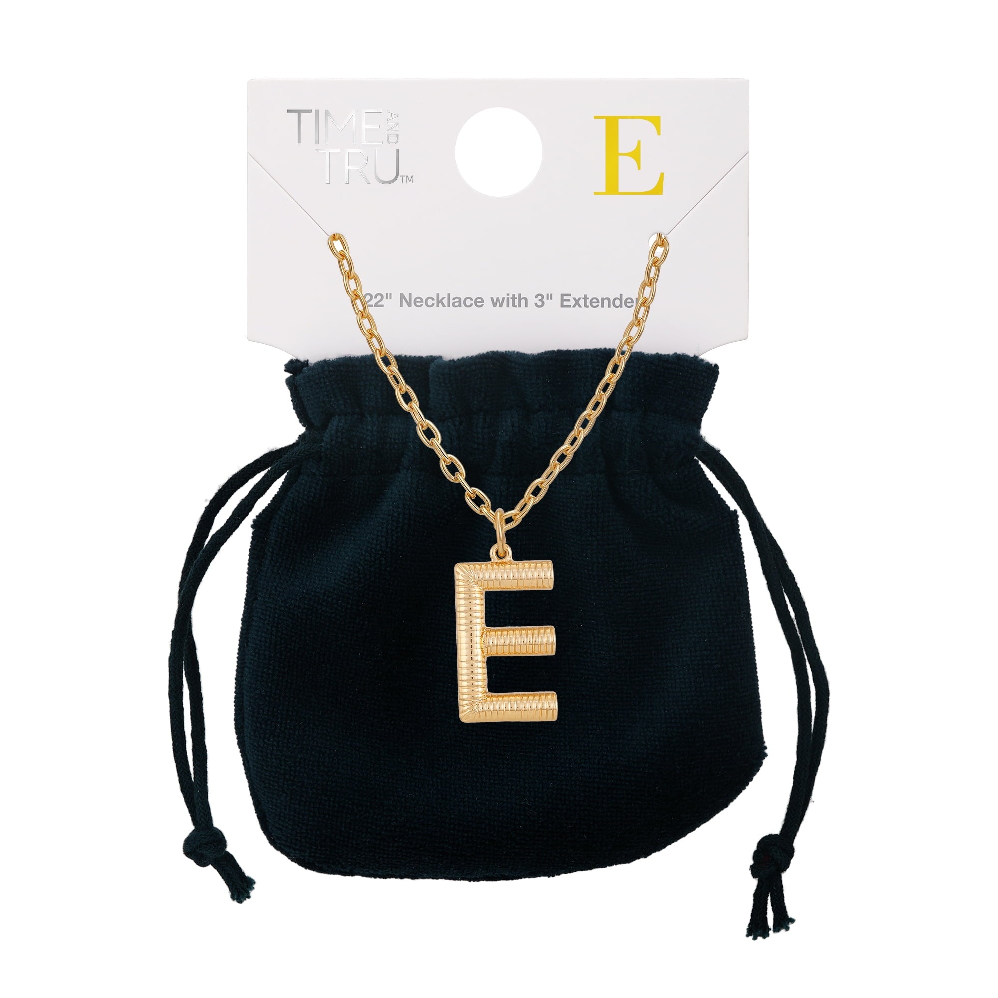 Women's Goldtone Initial E Necklace with Giftable Pouch