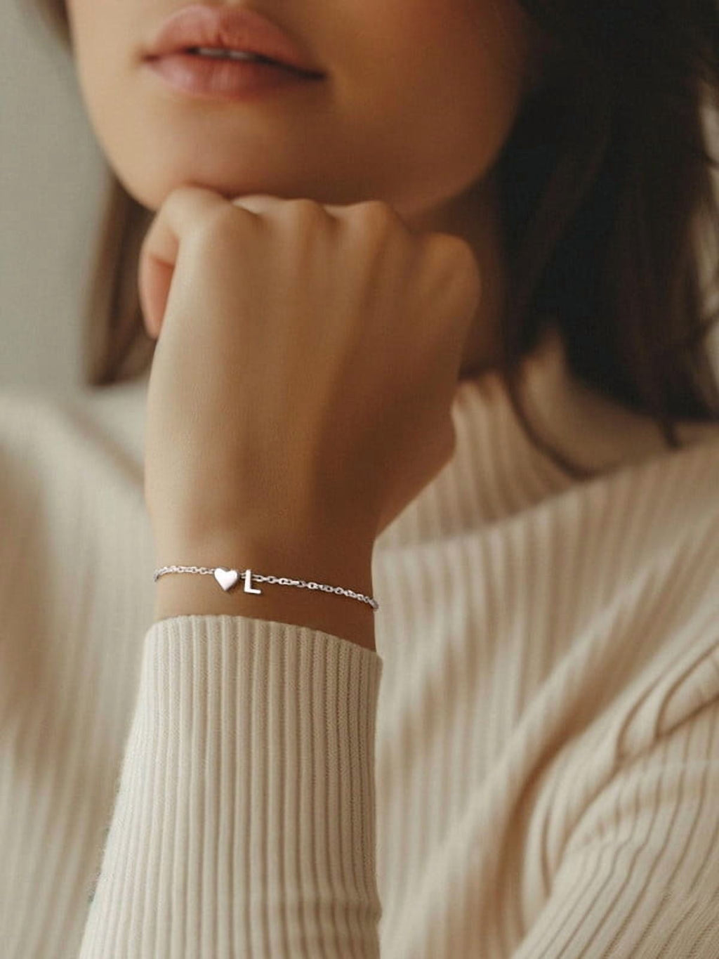 Women's Sterling Bracelets Heart &amp; Alphabet Letter A Initial Bracelet Charm Jewelry Gifts for Her