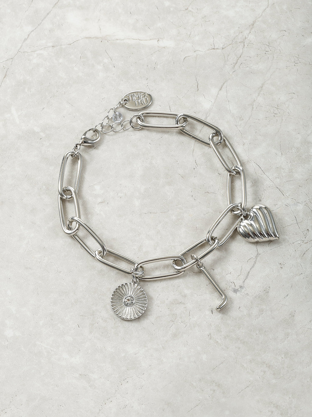 Silvertone Initial Charm Bracelet, Initial M